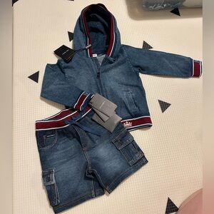 NWT Dolce & Gabbana Stretch Cotton KING Hooded Sweatshirt AND shorts 12-18 m